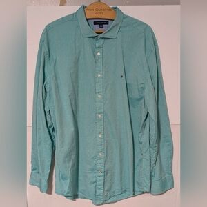 Tommy Hilfiger Men's Turquoise Button Down Shirt (XXL)